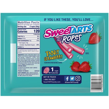 Sweetarts Soft & Chewy Ropes, Twisted Rainbow Punch, 9oz