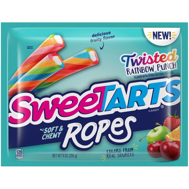Sweetarts Soft & Chewy Ropes, Twisted Rainbow Punch, 9oz