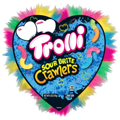 Trolli Sour Brite Crawlers Large Crazy Hair Heart Candy Box, 6oz