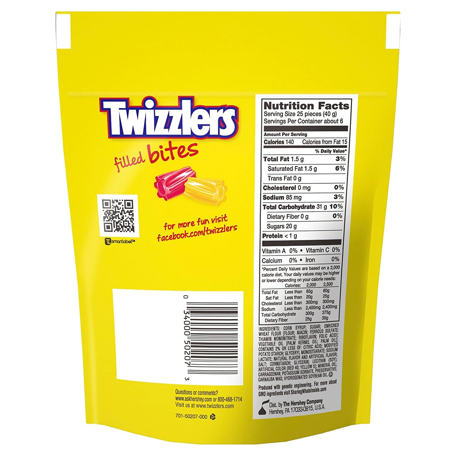 Twizzlers Filled Bites Sweet & Sour Licorice Candy, 8 oz