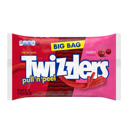 Twizzlers Pull-N-Peel Cherry Licorice Candy, Big Bag, 28oz