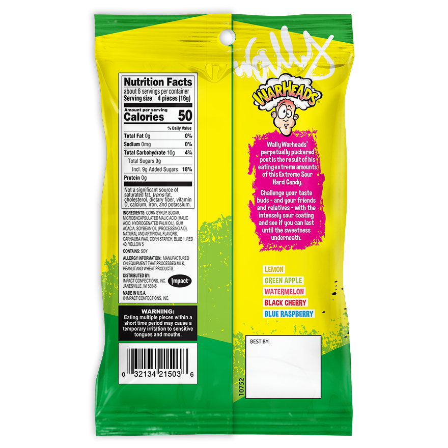 Warheads, Extreme Sour Hard Candy, 3.25oz