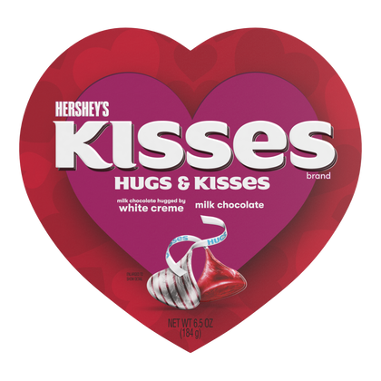 Hershey's, Hugs & Kisses Chocolate and White Creme Valentine's Candy Heart Box, 6.5 Oz