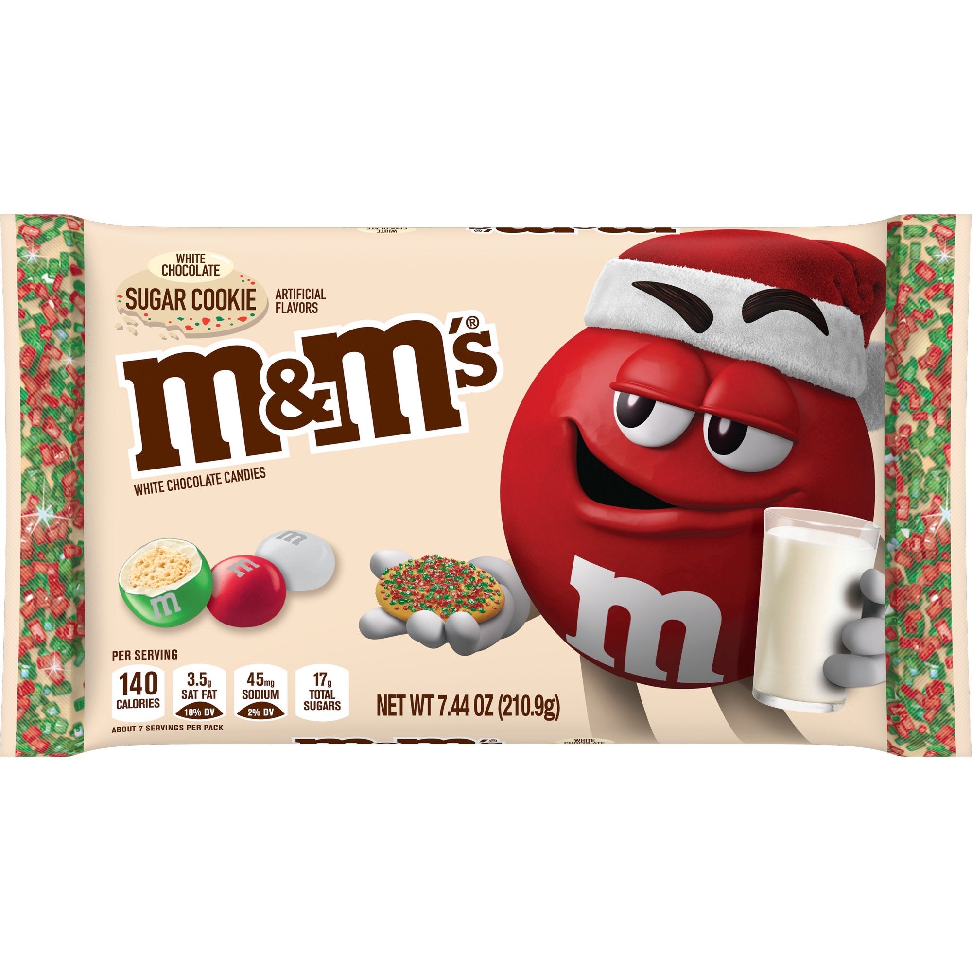 M&M's White Chocolate Sugar Cookie Christmas Chocolate Candy, 7.44oz