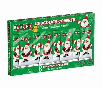Brach's Chocolate Covered Marshmallow Christmas Santas, 3.1oz / 8ct