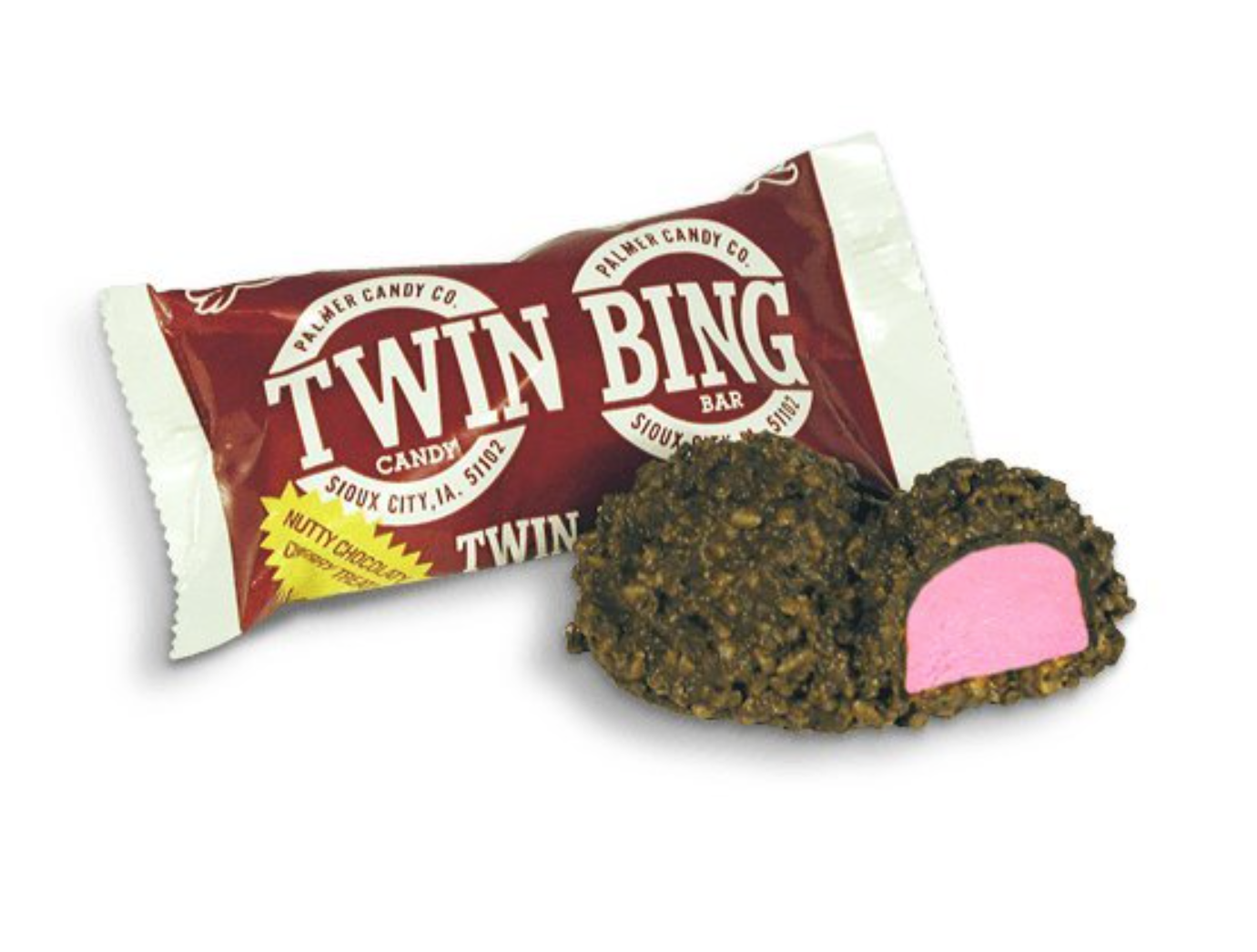 Pack of 6, Twin Bing Cherry Candy Bar By Palmer Candy, 1 7/8 oz