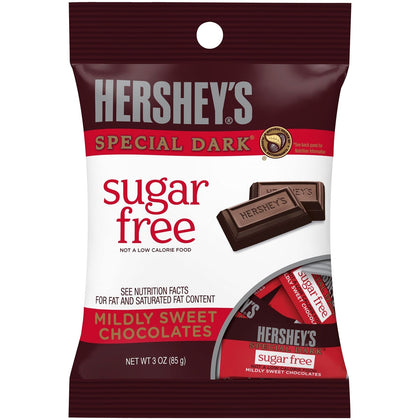 Hershey's Special Dark Mildly Sweet Chocolate Sugar Free Bars, 3oz Bag