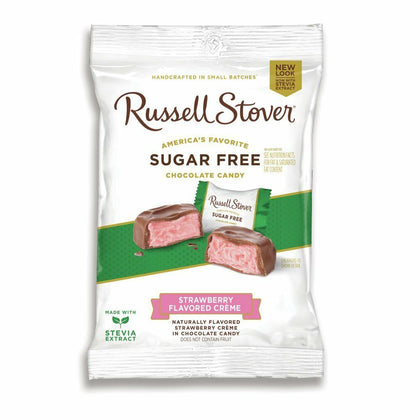 Russell Stover Strawberry Flavored Creme in Chocolate Candy Sugar Free, 3oz Bag