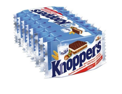 Knoppers Crispy Milk Hazelnut and Wafer Bar, 8 Bars, .88oz each, Net Wt. 7 Oz