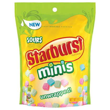 Starburst Sours Minis Unwrapped, Resealable 8oz Bag