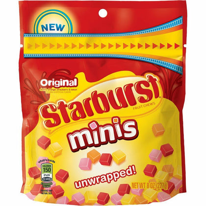 Starburst Original Minis Fruit Chews Candy, 8oz Standup Resealable Bag