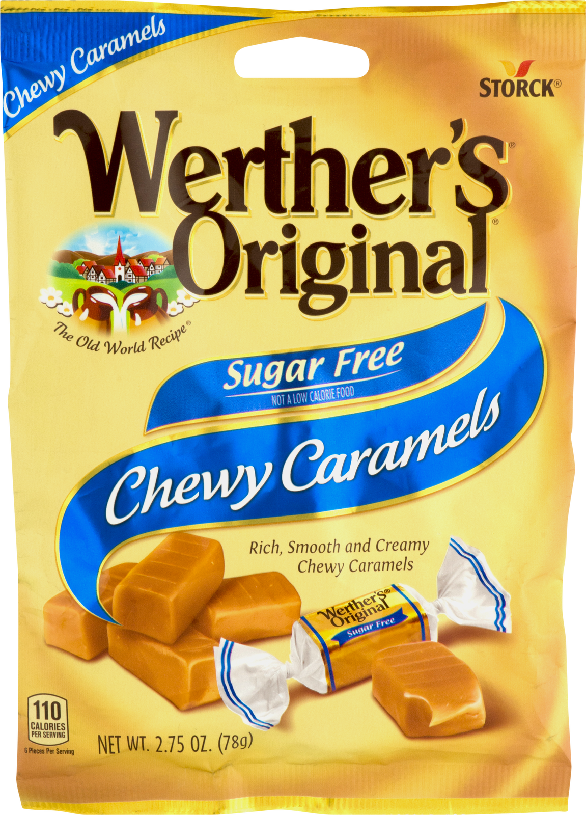 Werther's Original Chewy Caramels Sugar Free, 2.75oz Bag