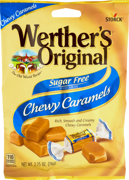 Werther's Original Chewy Caramels Sugar Free, 2.75oz Bag