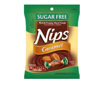 Nestle Nips Caramel Rich & Creamy Hard Candy Sugar Free, 3.25oz Bag