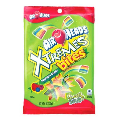 Airheads Xtreme Bites, Rainbow Berry Soft & Chewy Sweetly Sour Candy, 6oz Bag