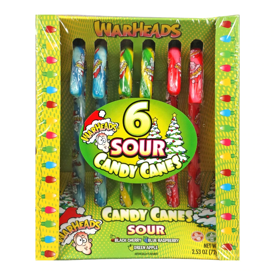 Warheads Sour Candy Canes, 6ct, 2.53oz